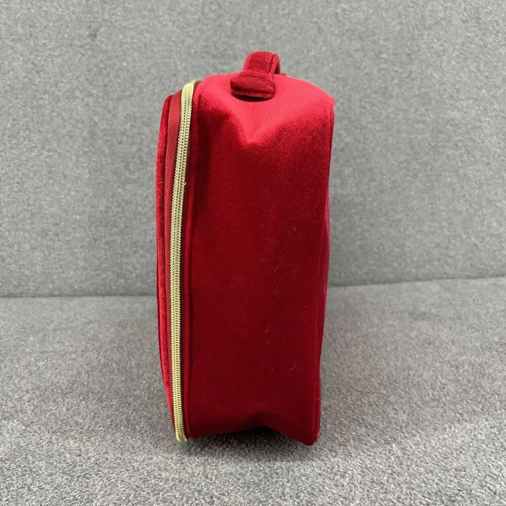 Estée Lauder Red Velvet Star Cosmetic Travel Train‎ Bag Gold Zipper Recycled